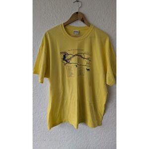 Hanes Heavyweight Trail of the Coeur d'Alenes Idaho Map T-Shirt Yellow XL